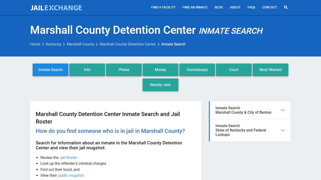 Marshall County Detention Center Inmate Search - Jail Exchange